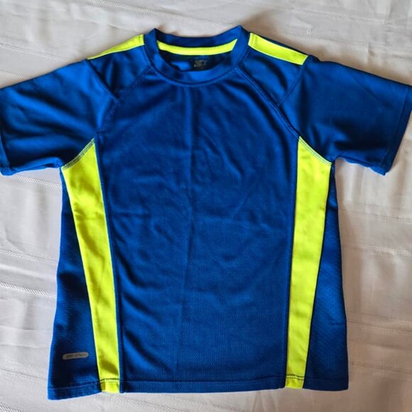 Boy's Size Medium Short Sleeve Blue & Yellow Dri-Star Athletic op - Picture 1 of 9